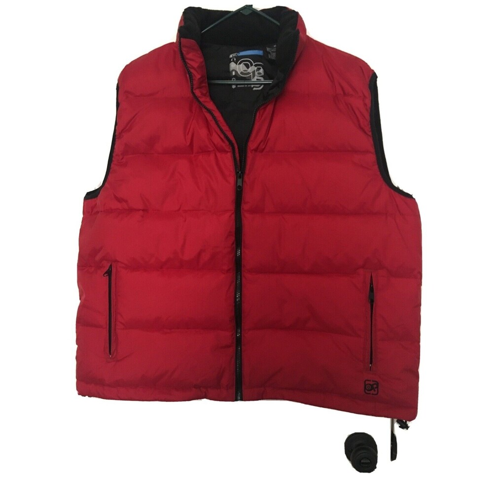 Op Men's Burgundy Athletic Full Zip Puffer Vest Jacket Lined Size XL
